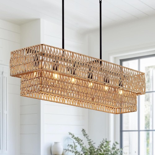 Boho rattan light chandelier - rattan,