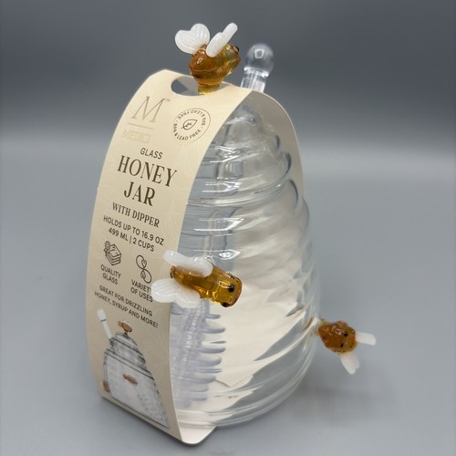 Glass honey jar with - honey,