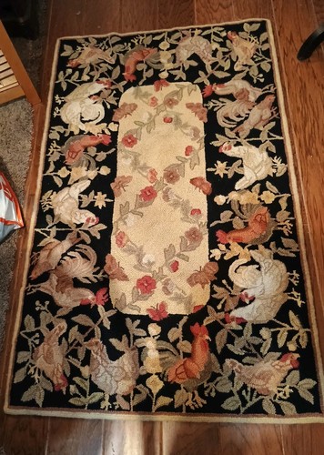 Vintage hand hooked - hooked, rug