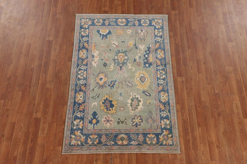 Hand knotted oushak rug blue - knotted,