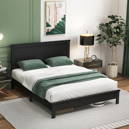 Wood queen platform bed frame - queen,