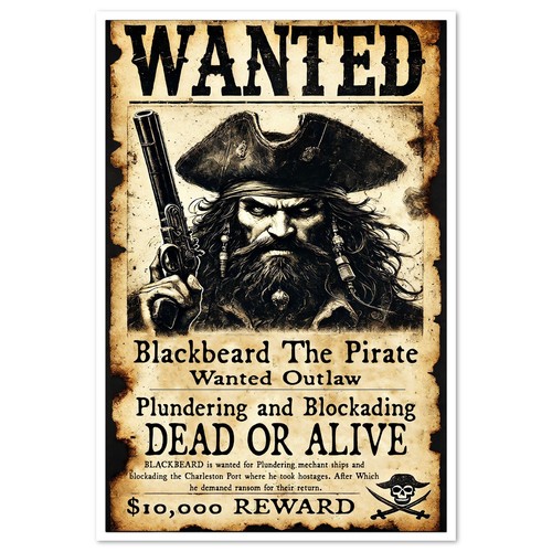 Blackbeard pirate wanted - pirate,