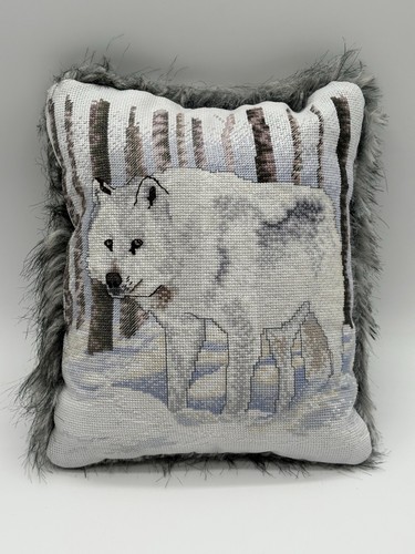 Vtg handmade cross stitch wolf - handmade,