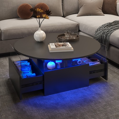 Round led coffee table with - table, 2