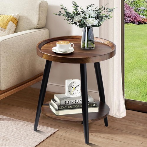 Small round side table - round, 2-tier