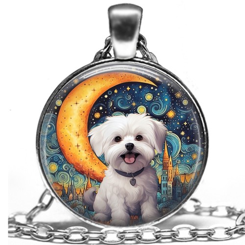 Maltese puppy dog necklace - puppy,