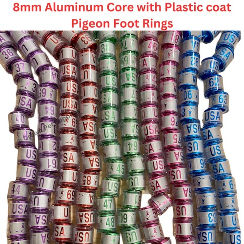 Pigeon aluminium 8mm leg rings - 8mm,