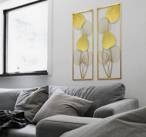 Pieces metallic leaves wall - metallic,