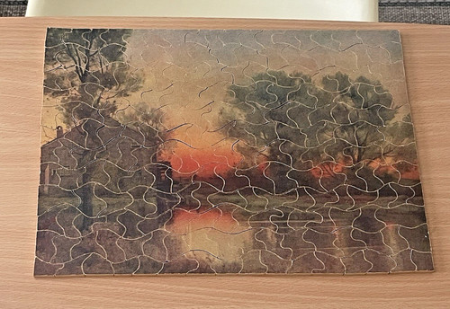 Vintage wooden jigsaw patience - vintage,