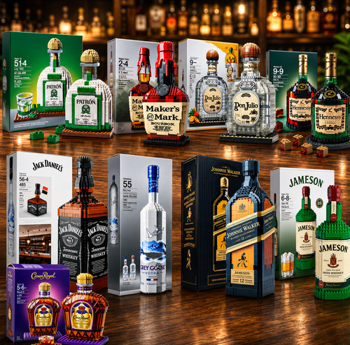Whiskey bottle building blocks - whiskey,