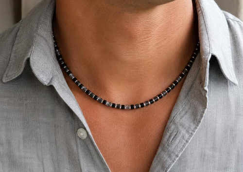 Black onyx and gray obsidian - onyx,