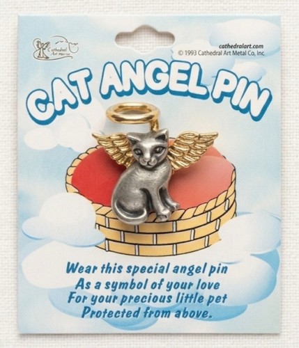 Cat angel pin pewter guardian - angel,
