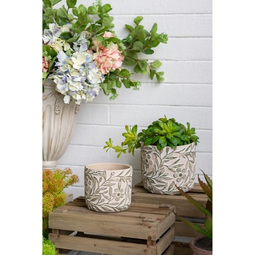 Gray sand cement planters with - sand,