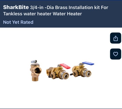 Sharkbite tankless - 3/4,