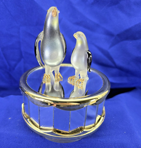 Blown glass frosted penguin - glass,