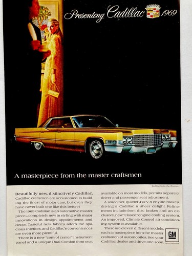 1969 cadillac print gold - 1969, ad