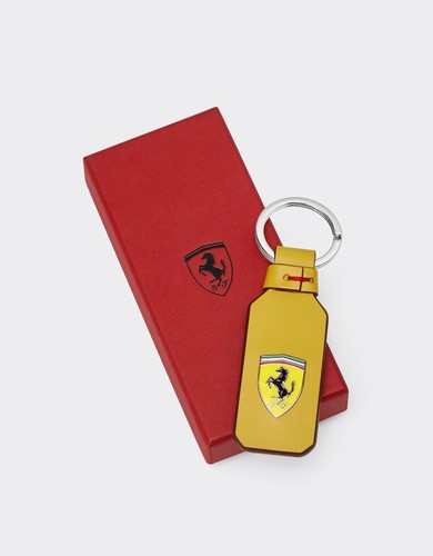 Ferrari yellow leather keyring - ferrari,