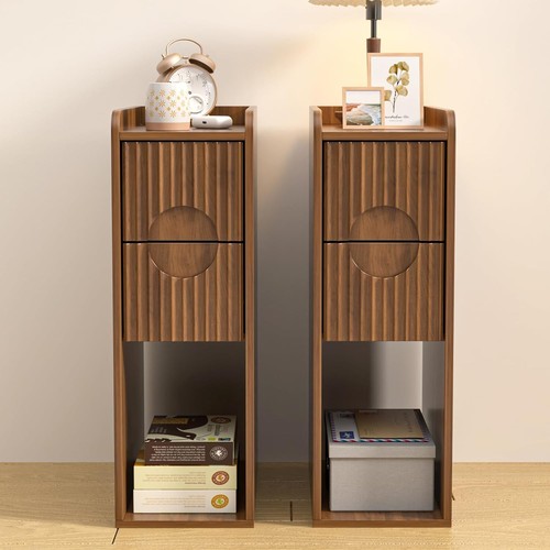 Narrow fluted nightstand - narrow, set