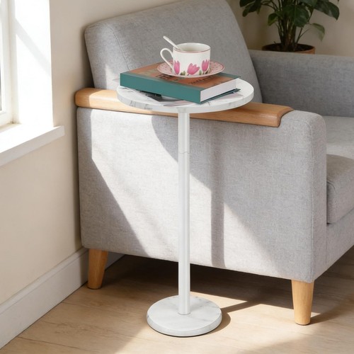 Round end table with marble - round,