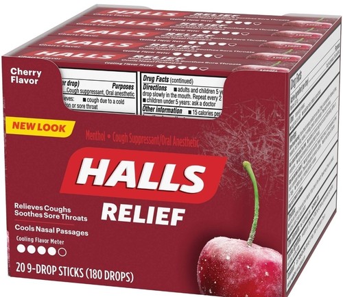 Halls cherry cough drops - halls,