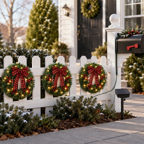 3pcs 14in christmas wreath - 14in,