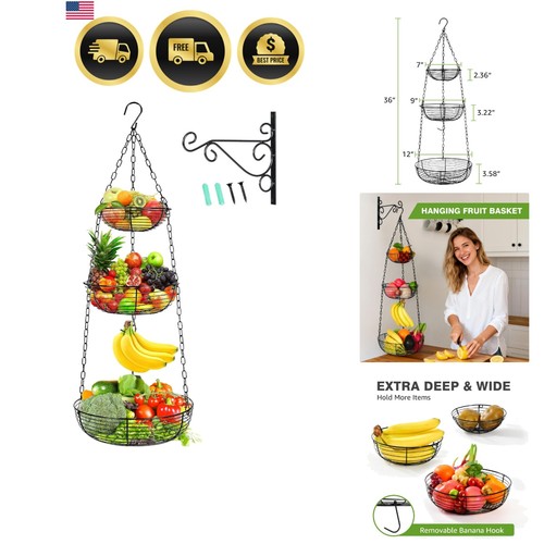 Tier hanging fruit basket - 3-tier,