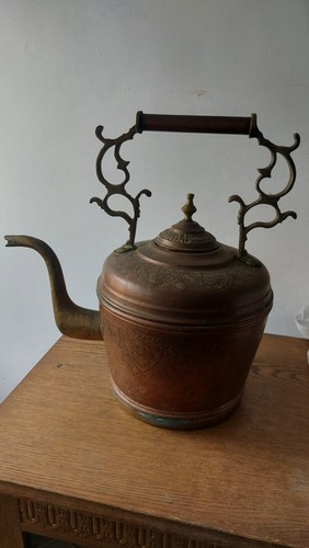 Antique copper tea pot large - antique,