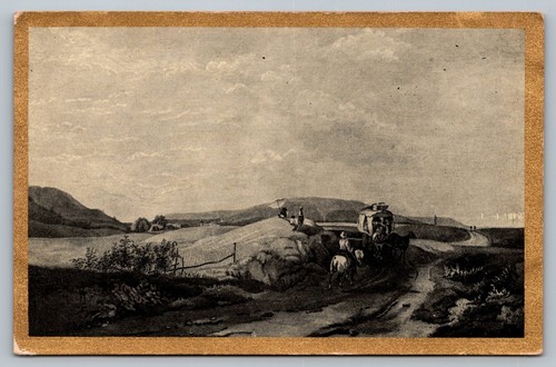Postcard old west wagon trail - postcard,