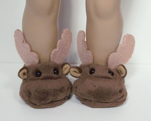 Brown moose doll slippers - brown,
