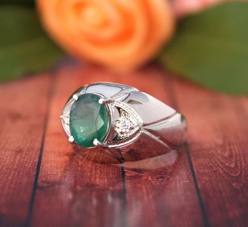 Emerald diamond ring - ring, 925