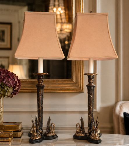 Pair vintage brass - vintage, lamps