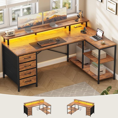 Shaped computer desk with 4 - l,