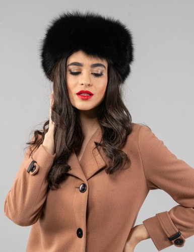 Black russian hat modern real - black,