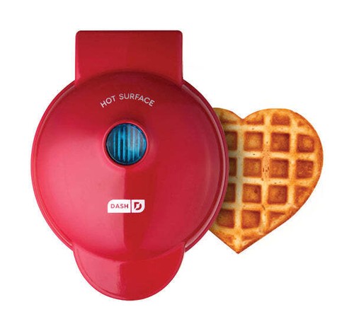 Dash red heart mini - red, waffle