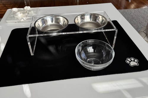 Raised clear acrylic pet bowl - raised,