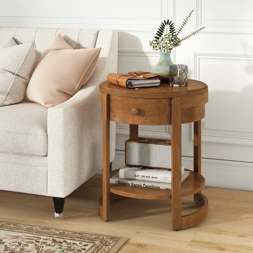 Round end table - table,, 2-tier