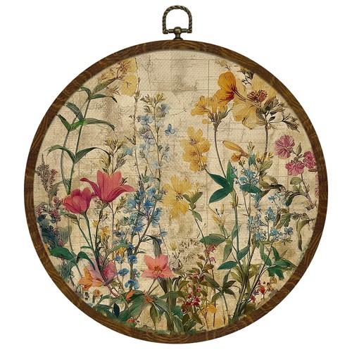 Boho wildflower round wall - boho,