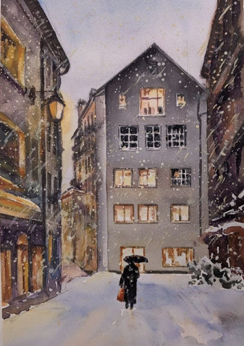 Urban winter city street - urban,