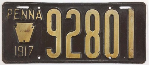 Pennsylvania 1917 license - pennsylvania,