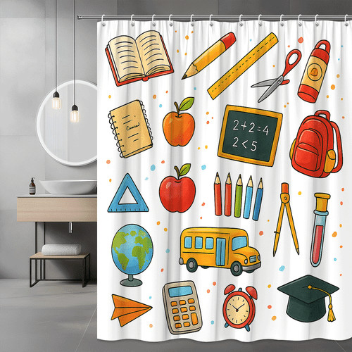 School supplies shower curtain - school,