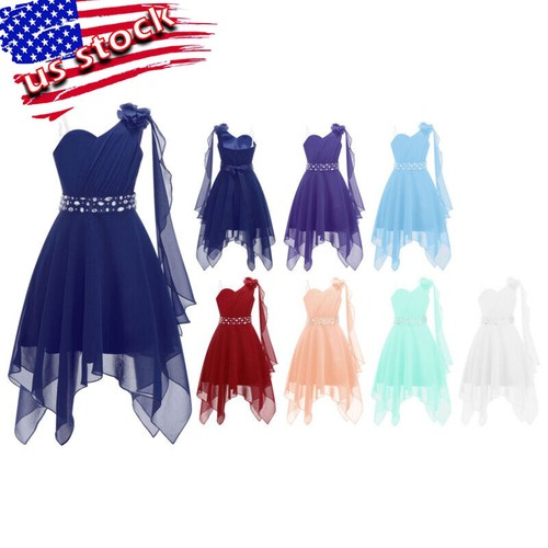 Flower girl one shoulder dress - flower,
