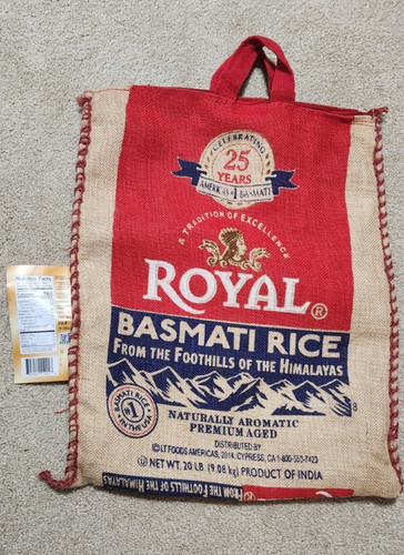 Royal basmati rice 20lb - 20lb, burlap