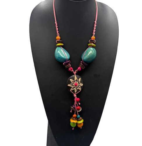 Boho handmade necklace - necklace, pink
