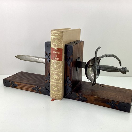 Mid century sword bookends - sword,