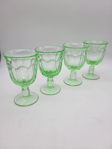Green glass ice tea goblets - green,