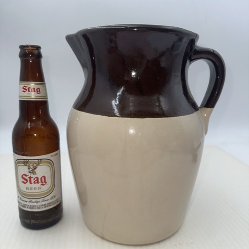 Vintage large brown tan crock - vintage,