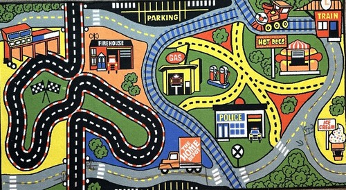 Kids car road rug city - rug,