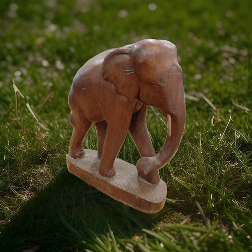 Vtg wood elephant - wood, hand