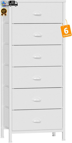 White dresser fabric drawers - white, 6