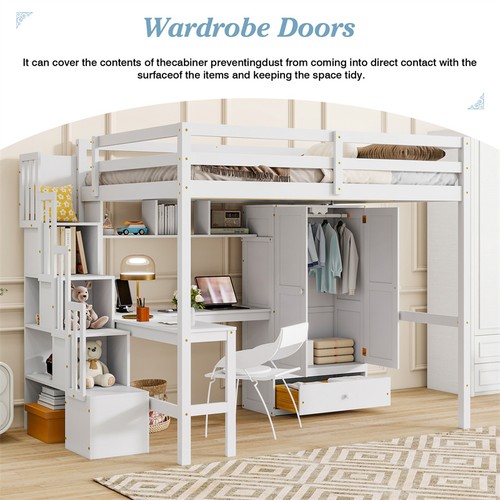 Full size loft - wood, bed